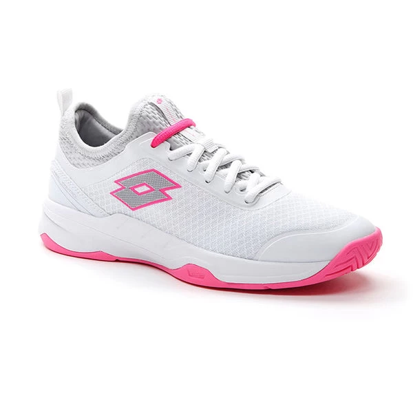 Lotto Mirage 500 All Court (Women's) - All White/Silver Metal/Vivid Fuchsia 1 Lotto Mirage 500 All Court (Women's) - All White/Silver Metal/Vivid Fuchsia